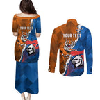 Personalised Knights and Tigers Couples Matching Puletasi and Long Sleeve Button Shirt Dynamic Sporty Version