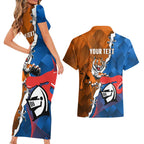 Personalised Knights and Tigers Couples Matching Short Sleeve Bodycon Dress and Hawaiian Shirt Dynamic Sporty Version