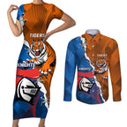Personalised Knights and Tigers Couples Matching Short Sleeve Bodycon Dress and Long Sleeve Button Shirt Dynamic Sporty Version
