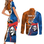 Personalised Knights and Tigers Couples Matching Short Sleeve Bodycon Dress and Long Sleeve Button Shirt Dynamic Sporty Version