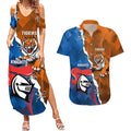 Personalised Knights and Tigers Couples Matching Summer Maxi Dress and Hawaiian Shirt Dynamic Sporty Version