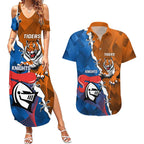 Personalised Knights and Tigers Couples Matching Summer Maxi Dress and Hawaiian Shirt Dynamic Sporty Version