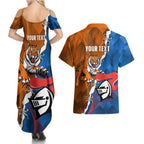 Personalised Knights and Tigers Couples Matching Summer Maxi Dress and Hawaiian Shirt Dynamic Sporty Version