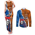 Personalised Knights and Tigers Couples Matching Tank Maxi Dress and Long Sleeve Button Shirt Dynamic Sporty Version