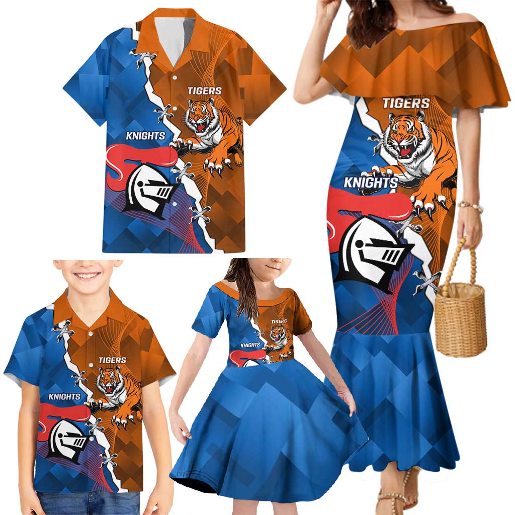 Personalised Knights and Tigers Family Matching Mermaid Dress and Hawaiian Shirt Dynamic Sporty Version