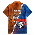 Personalised Knights and Tigers Family Matching Off The Shoulder Long Sleeve Dress and Hawaiian Shirt Dynamic Sporty Version