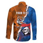 Personalised Knights and Tigers Family Matching Off The Shoulder Long Sleeve Dress and Hawaiian Shirt Dynamic Sporty Version