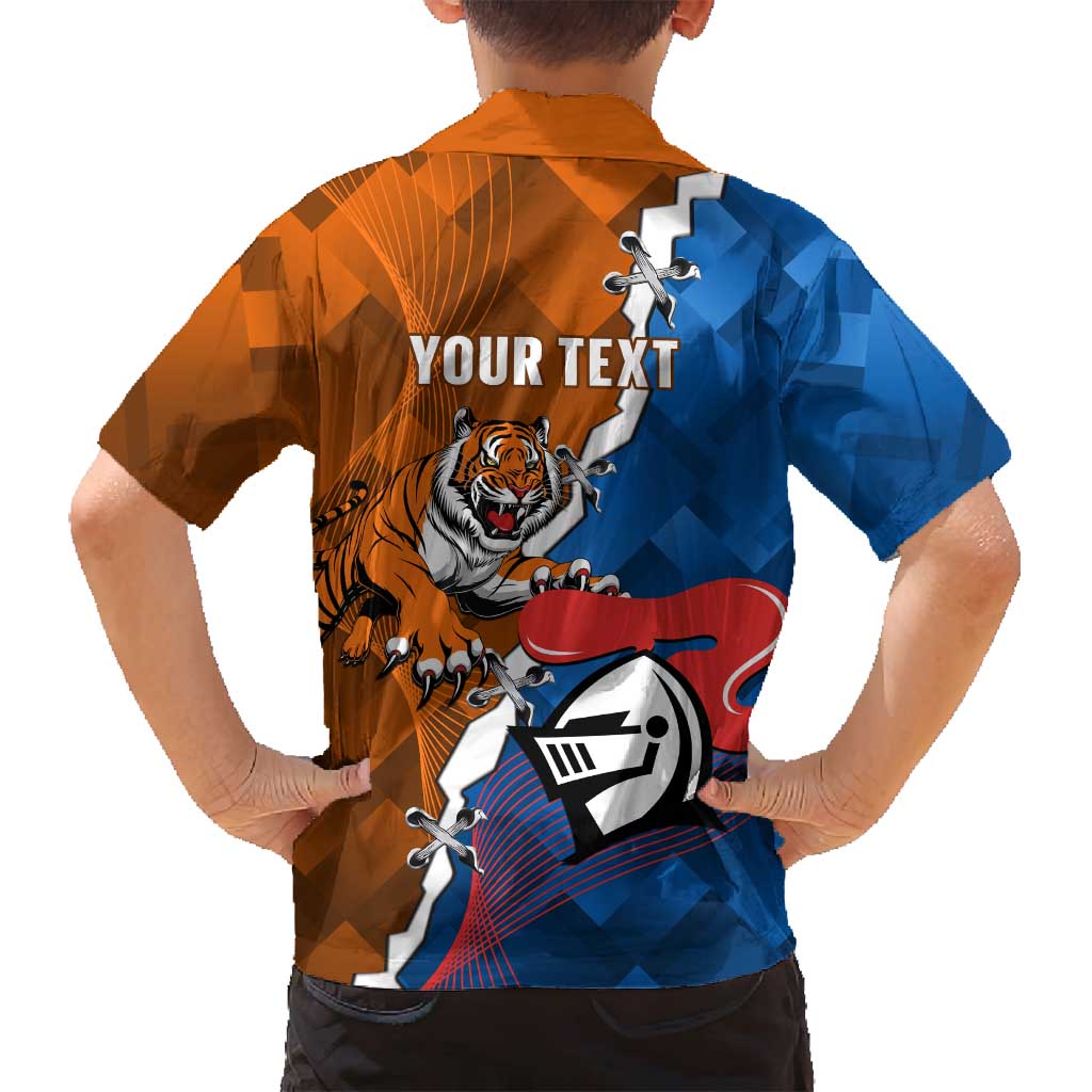 Personalised Knights and Tigers Family Matching Off Shoulder Maxi Dress and Hawaiian Shirt Dynamic Sporty Version