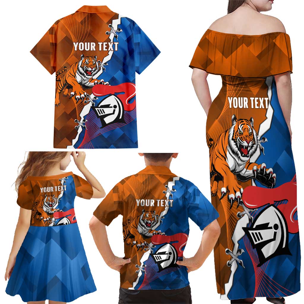 Personalised Knights and Tigers Family Matching Off Shoulder Maxi Dress and Hawaiian Shirt Dynamic Sporty Version