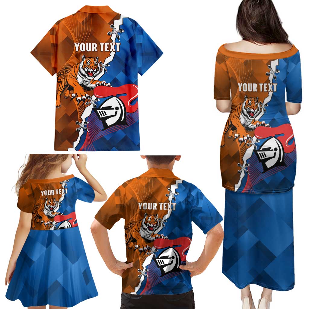 Personalised Knights and Tigers Family Matching Puletasi and Hawaiian Shirt Dynamic Sporty Version