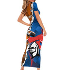 Personalised Knights and Tigers Family Matching Short Sleeve Bodycon Dress and Hawaiian Shirt Dynamic Sporty Version