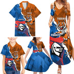 Personalised Knights and Tigers Family Matching Summer Maxi Dress and Hawaiian Shirt Dynamic Sporty Version