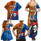 Personalised Knights and Tigers Family Matching Summer Maxi Dress and Hawaiian Shirt Dynamic Sporty Version
