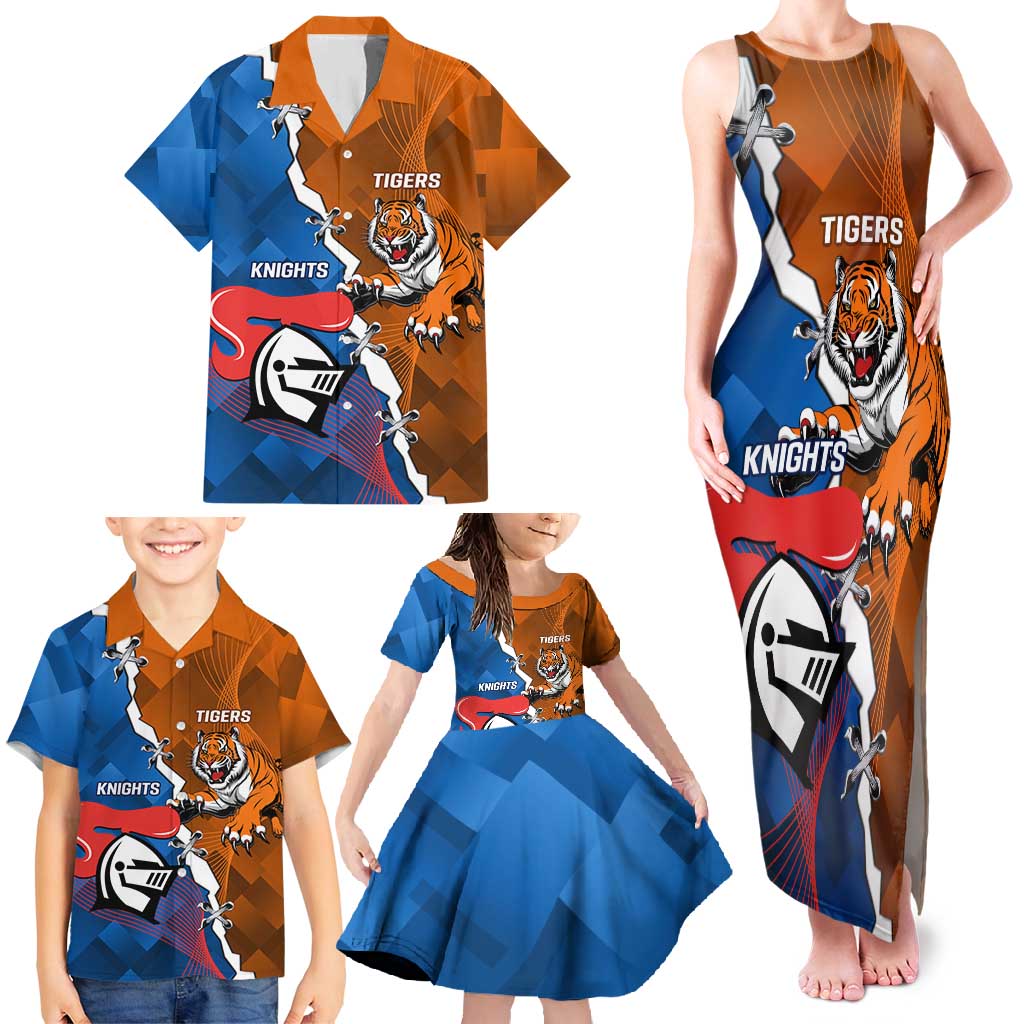 Personalised Knights and Tigers Family Matching Tank Maxi Dress and Hawaiian Shirt Dynamic Sporty Version