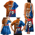 Personalised Knights and Tigers Family Matching Tank Maxi Dress and Hawaiian Shirt Dynamic Sporty Version