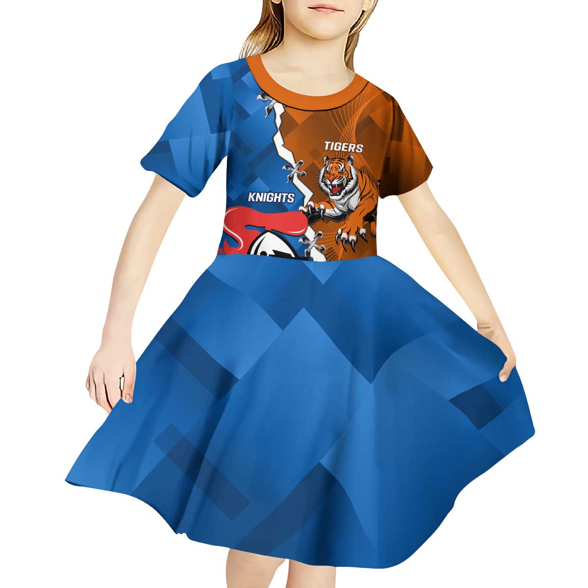 Personalised Knights and Tigers Kid Short Sleeve Dress Dynamic Sporty Version
