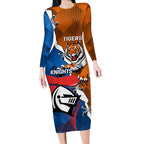 Personalised Knights and Tigers Long Sleeve Bodycon Dress Dynamic Sporty Version