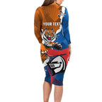 Personalised Knights and Tigers Long Sleeve Bodycon Dress Dynamic Sporty Version