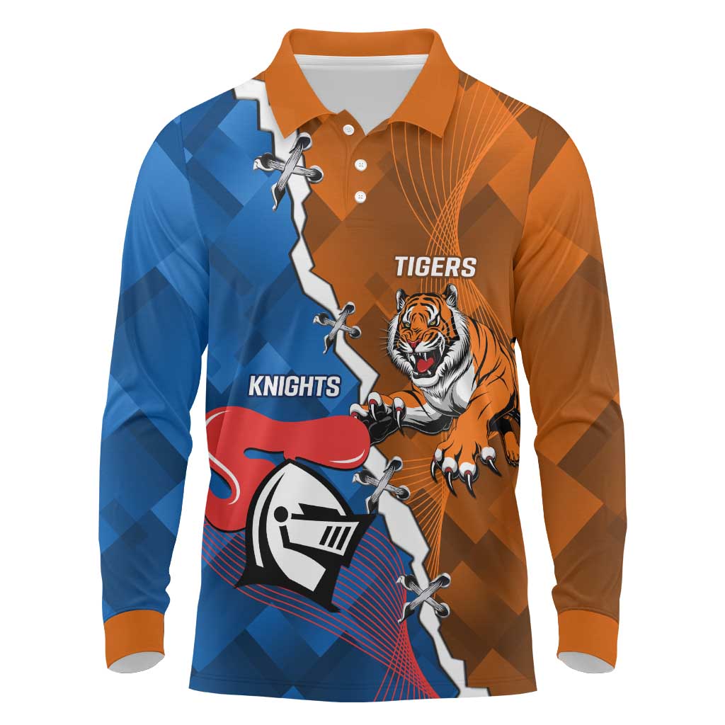 Personalised Knights and Tigers Long Sleeve Polo Shirt Dynamic Sporty Version