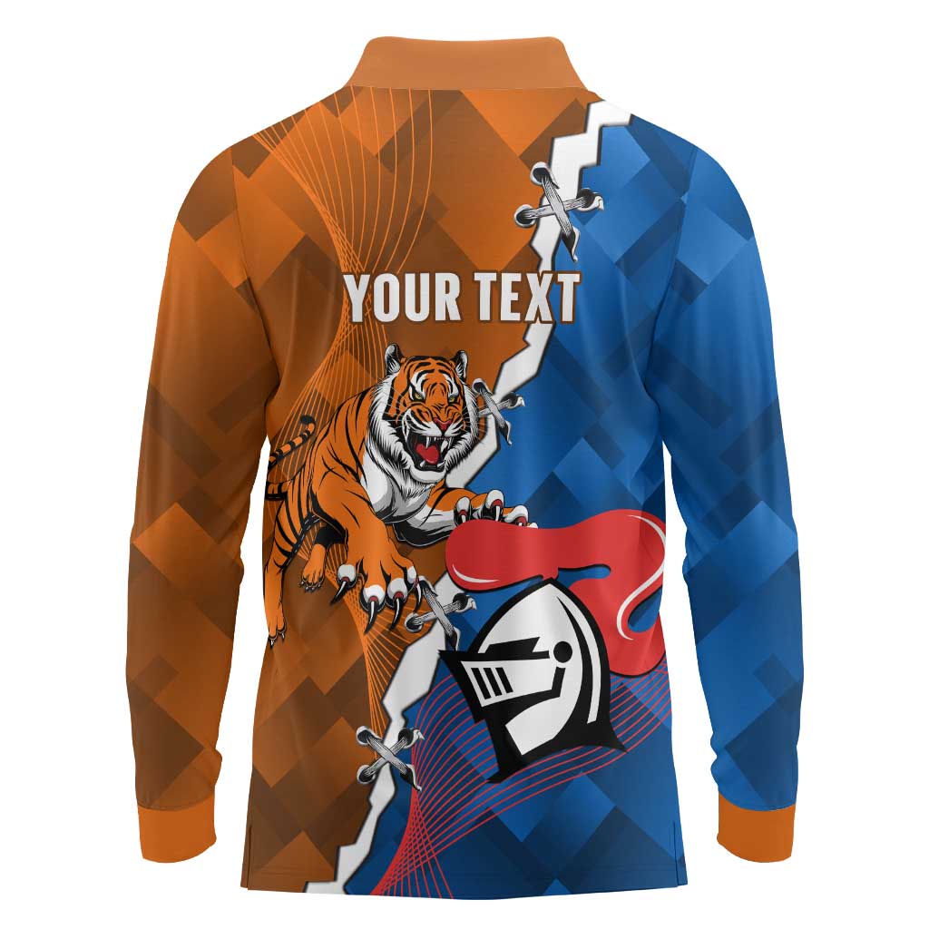 Personalised Knights and Tigers Long Sleeve Polo Shirt Dynamic Sporty Version