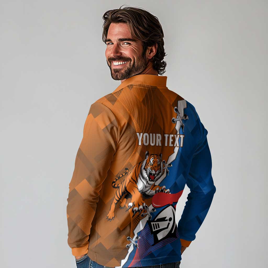 Personalised Knights and Tigers Long Sleeve Polo Shirt Dynamic Sporty Version