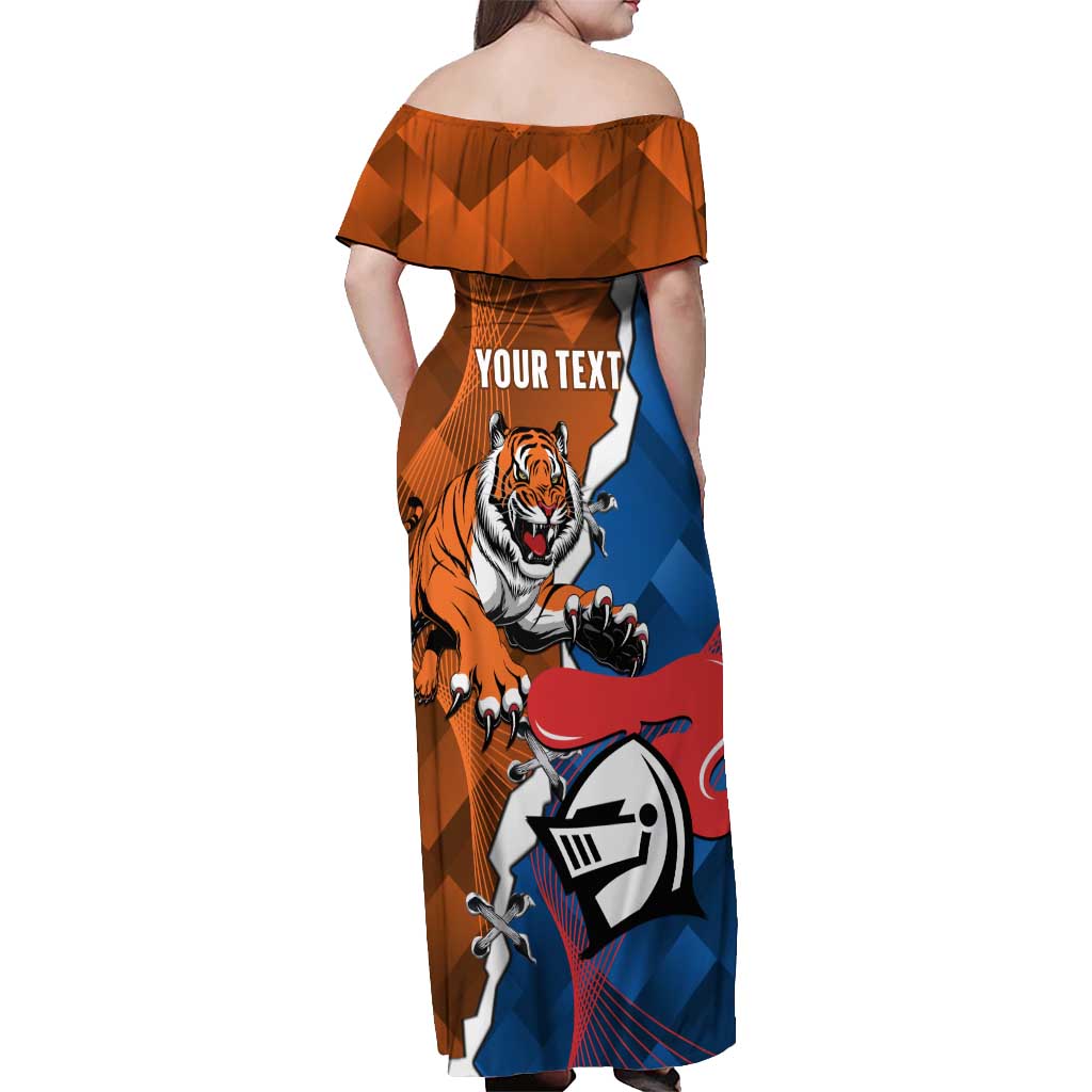 Personalised Knights and Tigers Off Shoulder Maxi Dress Dynamic Sporty Version