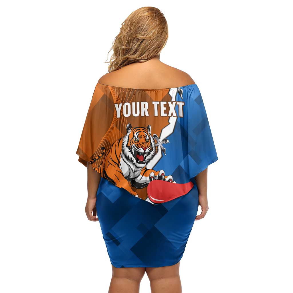 Personalised Knights and Tigers Off Shoulder Short Dress Dynamic Sporty Version