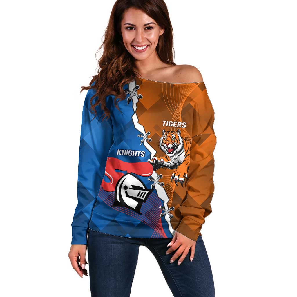 Personalised Knights and Tigers Off Shoulder Sweater Dynamic Sporty Version