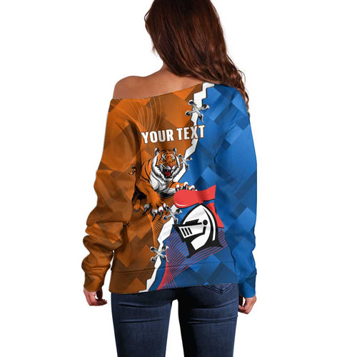 Personalised Knights and Tigers Off Shoulder Sweater Dynamic Sporty Version