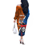 Personalised Knights and Tigers Off The Shoulder Long Sleeve Dress Dynamic Sporty Version