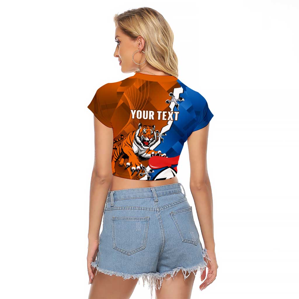 Personalised Knights and Tigers Raglan Cropped T Shirt Dynamic Sporty Version