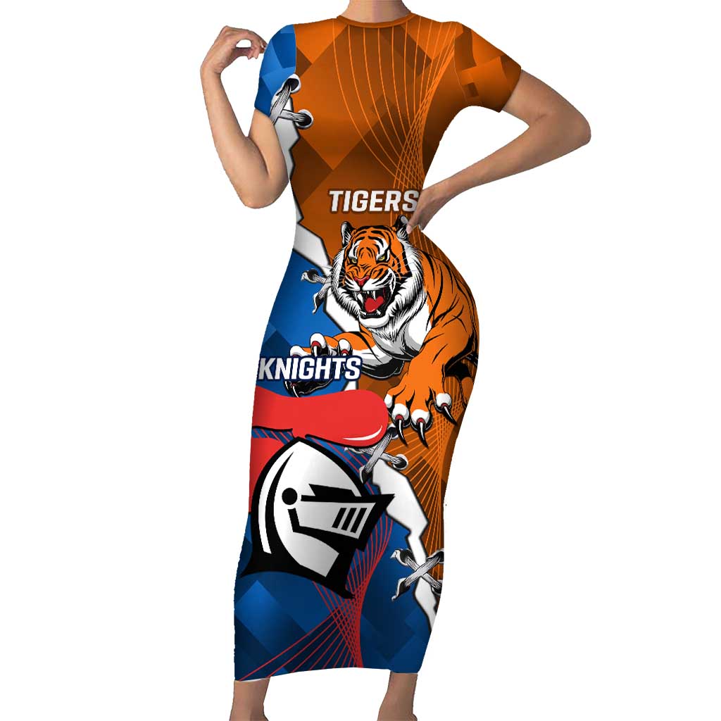 Personalised Knights and Tigers Short Sleeve Bodycon Dress Dynamic Sporty Version