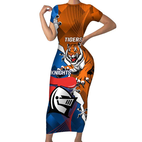 Personalised Knights and Tigers Short Sleeve Bodycon Dress Dynamic Sporty Version