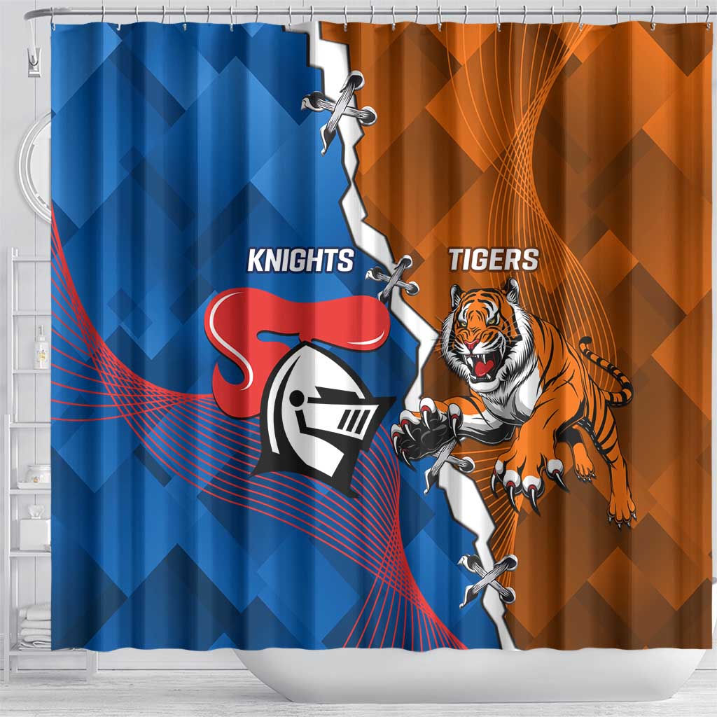 Knights and Tigers Shower Curtain Dynamic Sporty Version
