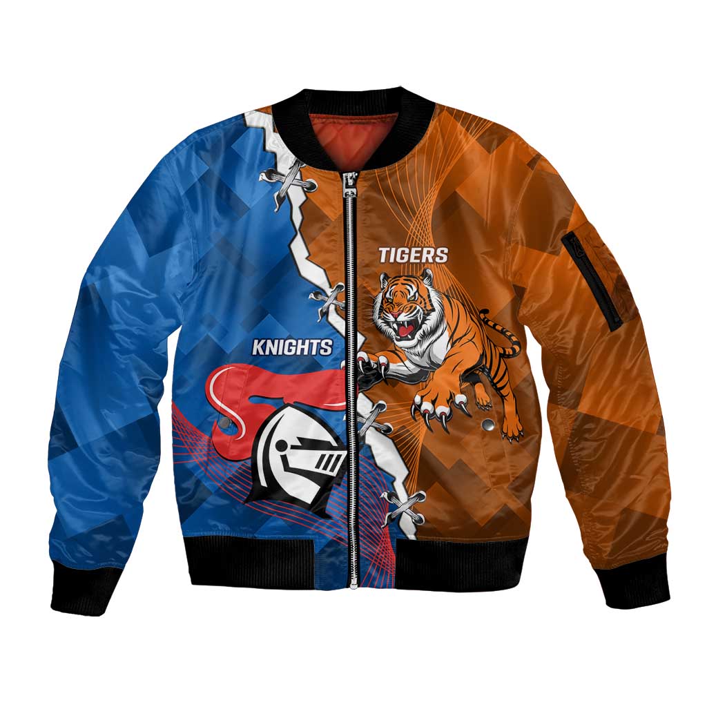 Personalised Knights and Tigers Sleeve Zip Bomber Jacket Dynamic Sporty Version
