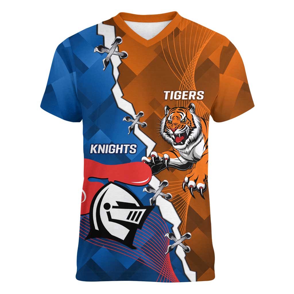 Personalised Knights and Tigers Women V-Neck T-Shirt Dynamic Sporty Version