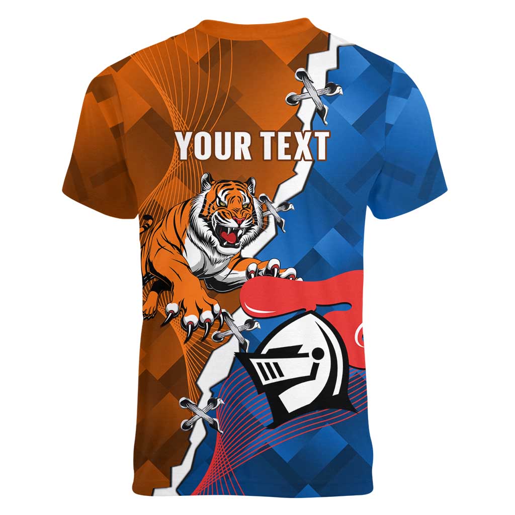 Personalised Knights and Tigers Women V-Neck T-Shirt Dynamic Sporty Version