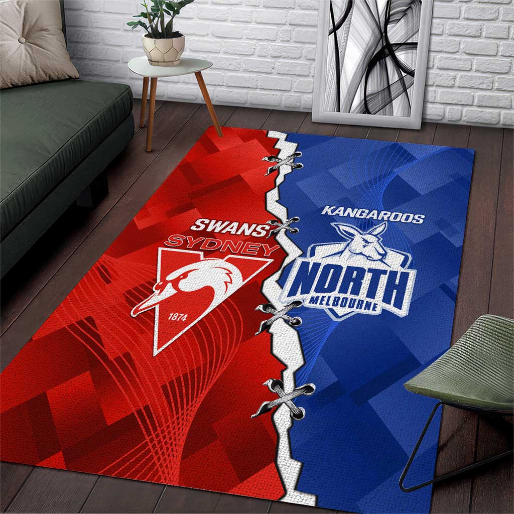 Kangaroos and Swans Area Rug Dynamic Sporty Version