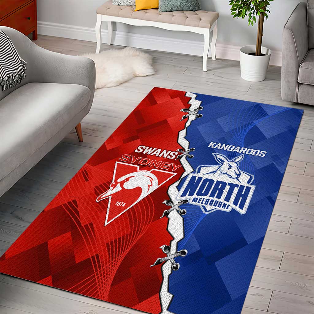 Kangaroos and Swans Area Rug Dynamic Sporty Version