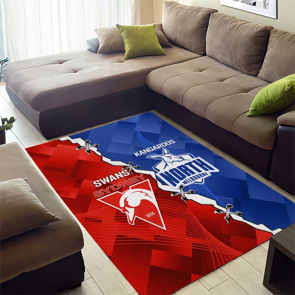 Kangaroos and Swans Area Rug Dynamic Sporty Version