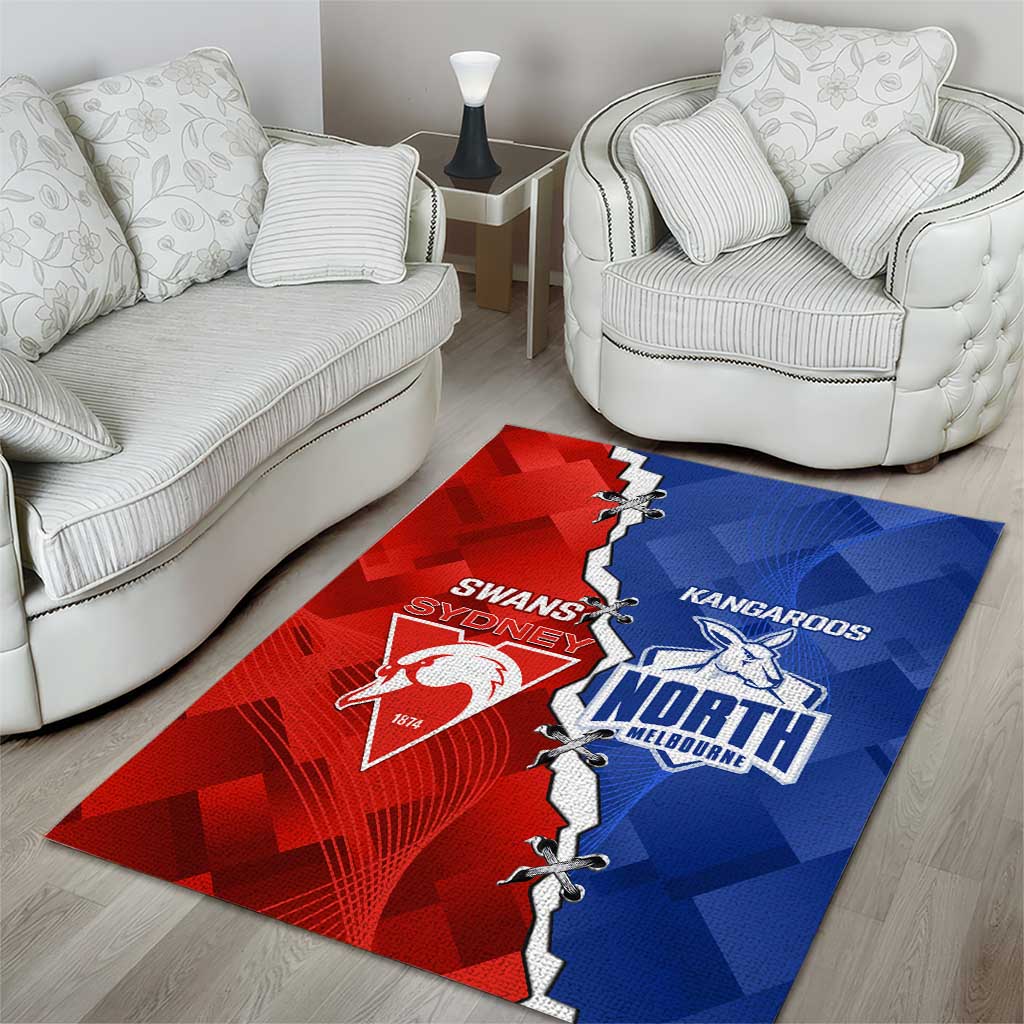 Kangaroos and Swans Area Rug Dynamic Sporty Version