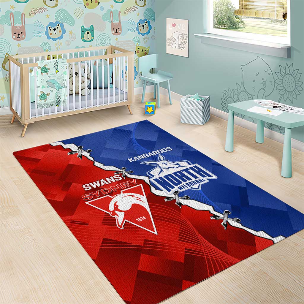 Kangaroos and Swans Area Rug Dynamic Sporty Version