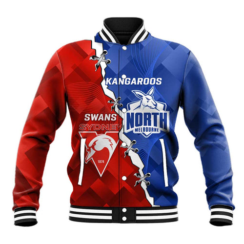 Personalised Kangaroos and Swans Baseball Jacket Dynamic Sporty Version