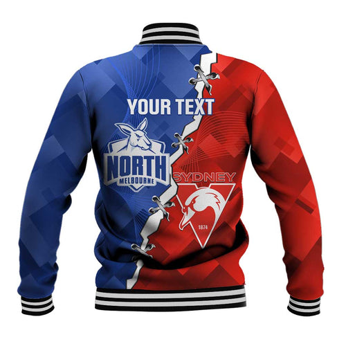 Personalised Kangaroos and Swans Baseball Jacket Dynamic Sporty Version
