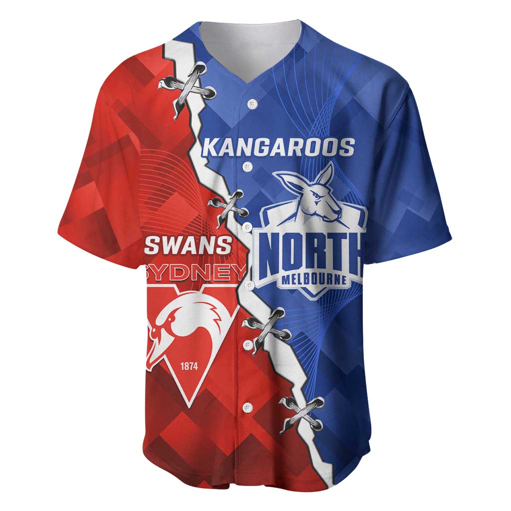 Personalised Kangaroos and Swans Baseball Jersey Dynamic Sporty Version