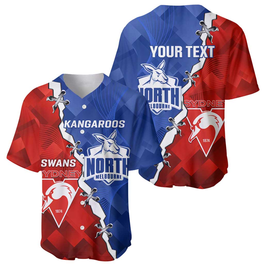 Personalised Kangaroos and Swans Baseball Jersey Dynamic Sporty Version
