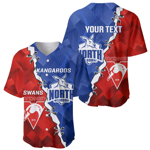 Personalised Kangaroos and Swans Baseball Jersey Dynamic Sporty Version
