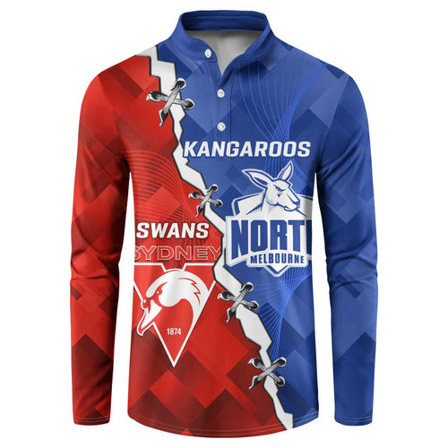 Personalised Kangaroos and Swans Button Sweatshirt Dynamic Sporty Version