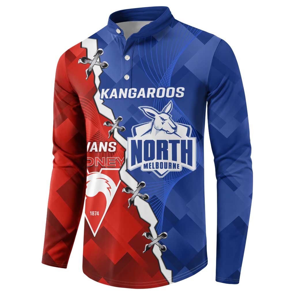 Personalised Kangaroos and Swans Button Sweatshirt Dynamic Sporty Version