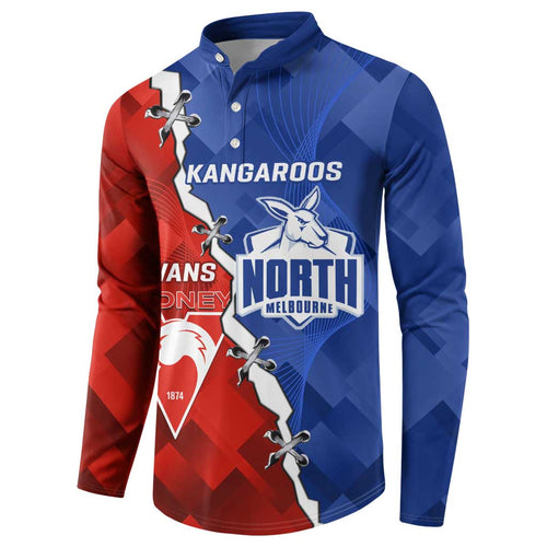 Personalised Kangaroos and Swans Button Sweatshirt Dynamic Sporty Version
